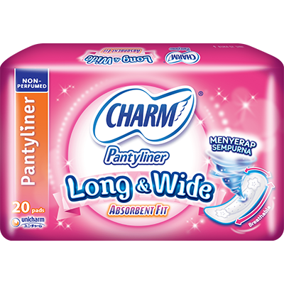 CHARM Pantyliner Long & Wide &ndash; Absorbent Fit Breathable Non Parfume