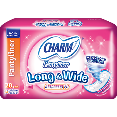 CHARM Pantyliner Long & Wide &ndash; Absorbent Fit Breathable Non Parfume