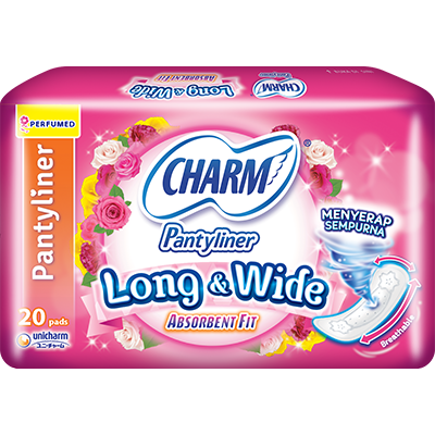 CHARM Pantyliner Long & Wide &ndash; Absorbent Fit Breathable Parfume