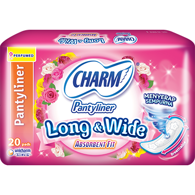 CHARM Pantyliner Long & Wide &ndash; Absorbent Fit Breathable Parfume